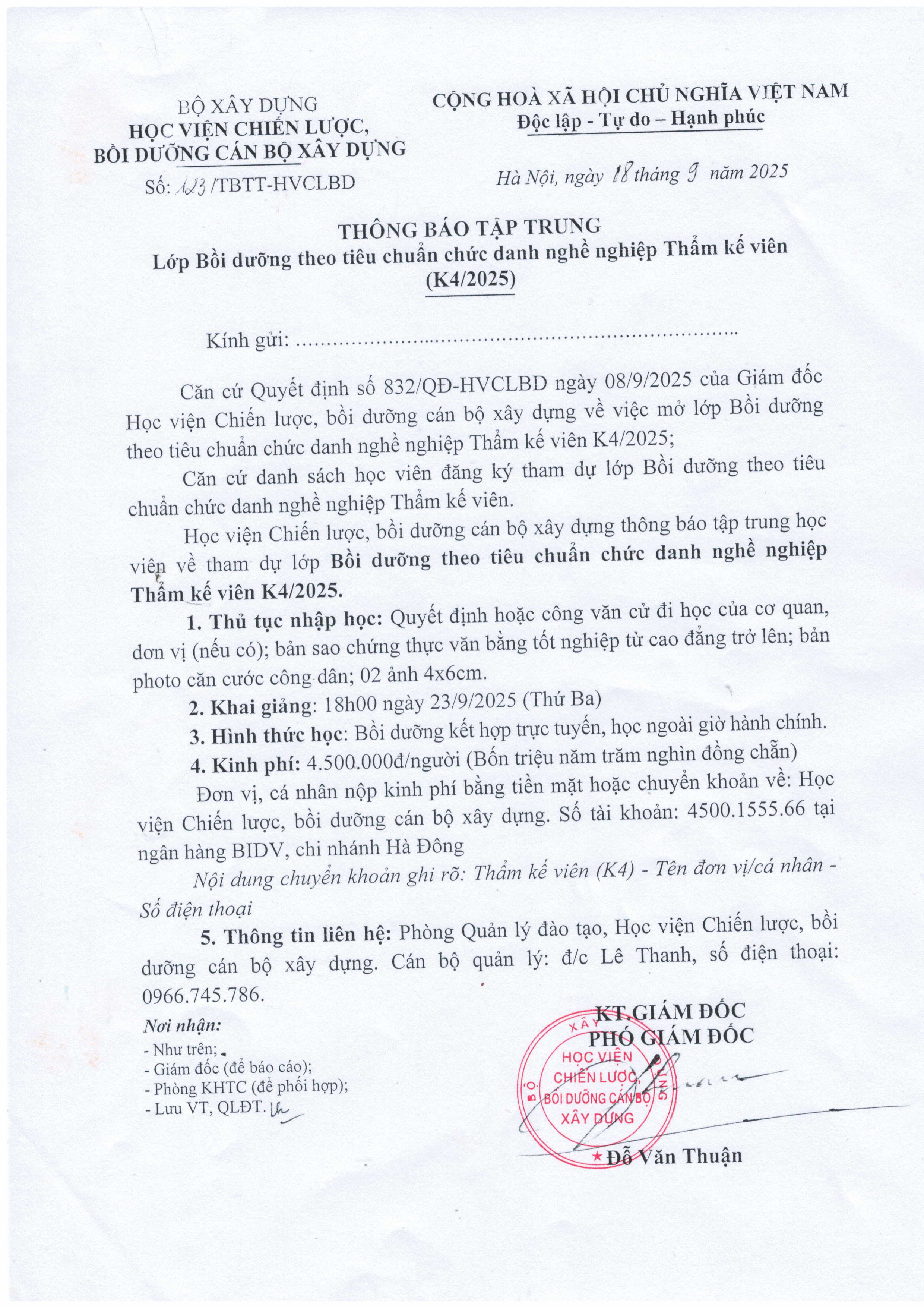 Bồi dưỡng theo tiêu chuẩn chức danh nghề nghiệp Thẩm kế viên K4-2025