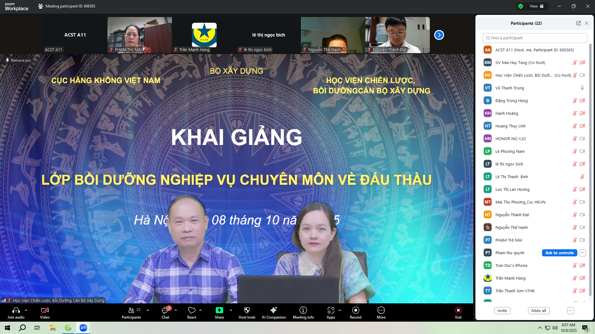 ACST bồi dưỡng nghiệp vụ chuyên môn về đấu thầu cho cán bộ Cục Hàng không Việt Nam
